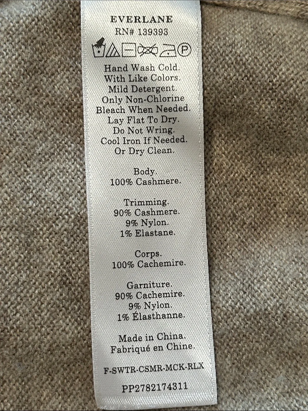 Everlane Cashmere Mock Neck Sweater in Oatmeal Beige Neutral Size Small